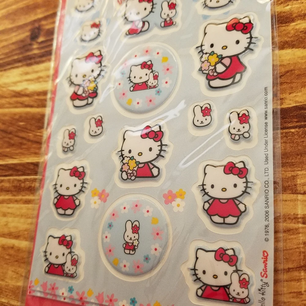 Hello Kitty Pink Red Tote and Stationery Set Sanrio Stickers Notepad Magnetic